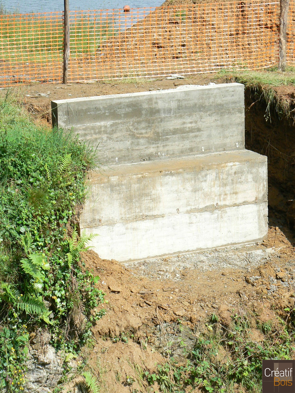 Fondation de passerelle en bois Fondation de passerelle en bois
