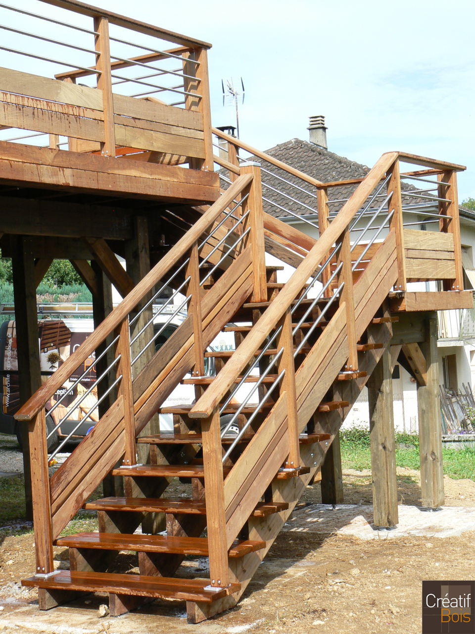 Escalier en Bois et Terrasse Autoportante Garde-Corps Corrèza SAINT BONNET BRILLANCE - Haute Vienne 87 Escalier en Bois et Terrasse Autoportante Garde-Corps Corrèza SAINT BONNET BRILLANCE - Haute Vienne 87