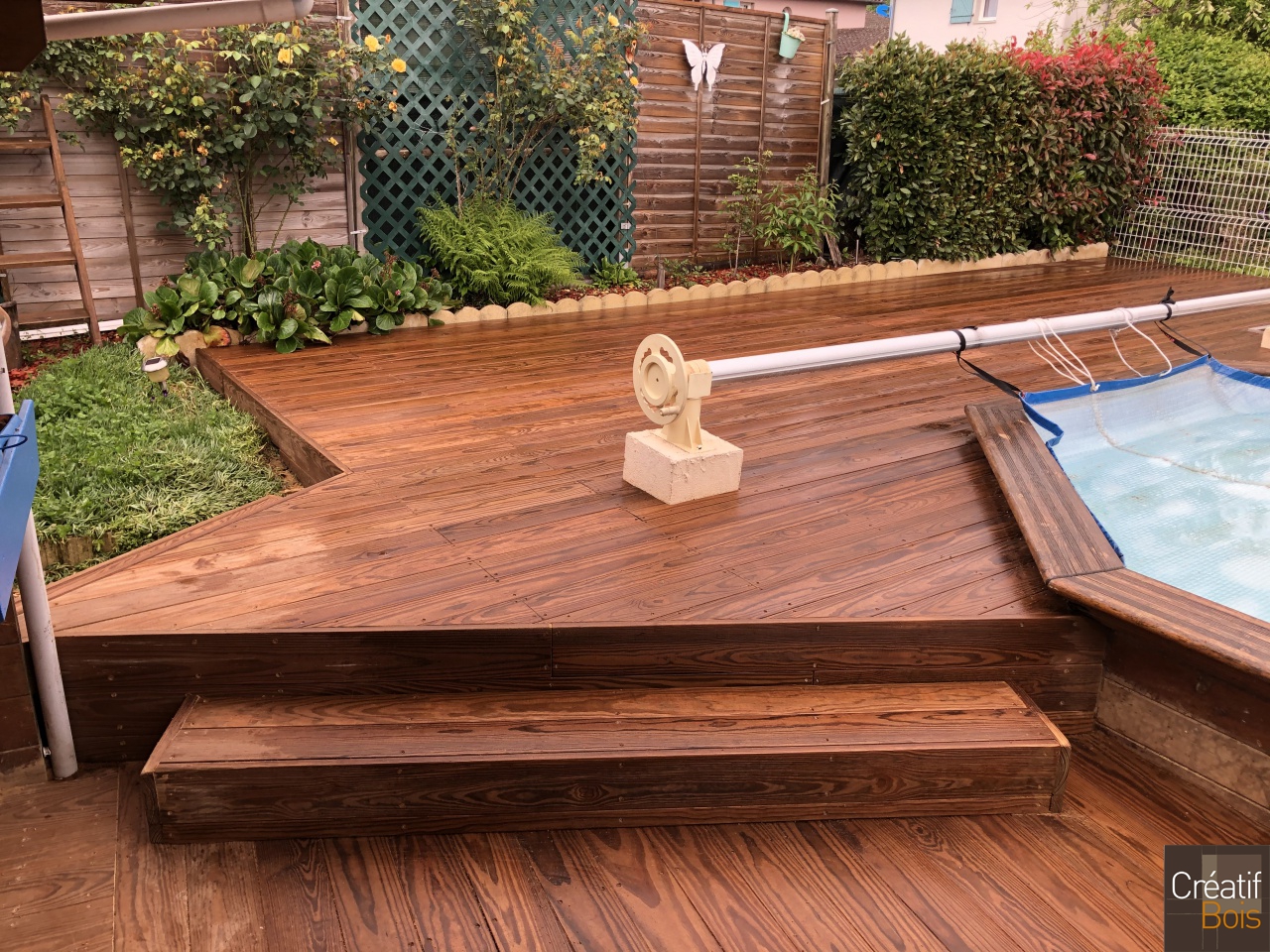 Plage de piscine semi-enterrée en Pin de Caroline - FEYTIAT - 87 Haute Vienne Plage de piscine semi-enterrée en Pin de Caroline - FEYTIAT - 87 Haute Vienne