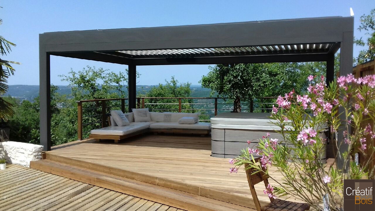Pergola "Bioclimatique" et Aménagement Autour d'un Spa - LANZAC 46 Lot Pergola "Bioclimatique" et Aménagement Autour d'un Spa - LANZAC 46 Lot