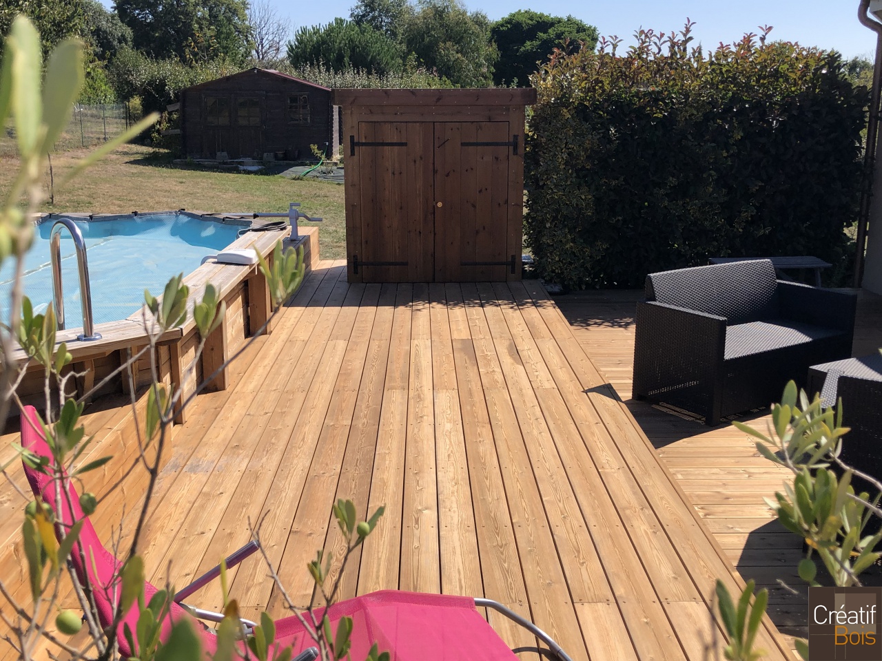Terrasse bois en Pin Rouge du Nord et Plage de piscine avec local technique - BOISSEUIL 87 Haute Vienne Terrasse bois en Pin Rouge du Nord et Plage de piscine avec local technique - BOISSEUIL 87 Haute Vienne