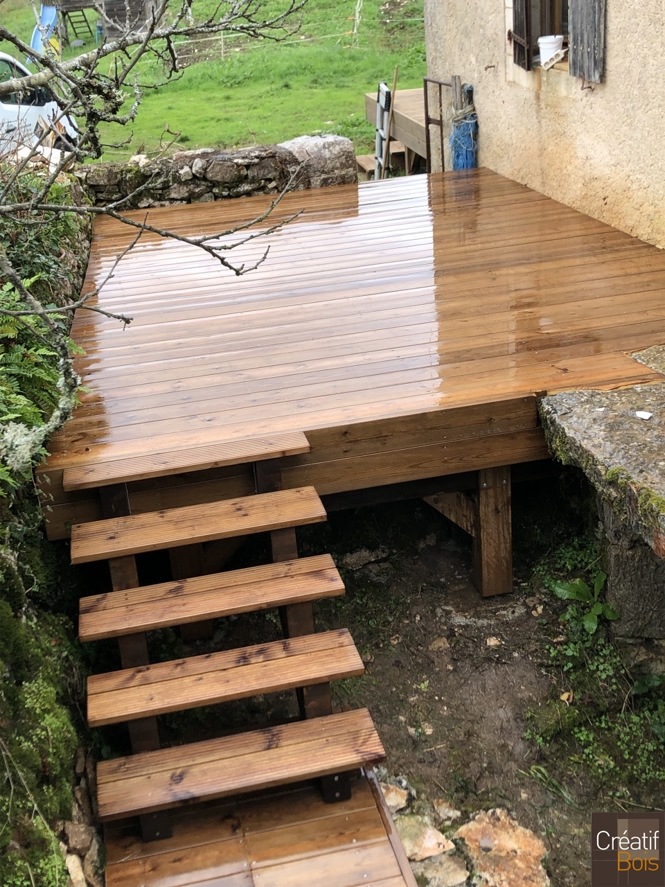 Terrasse autoportante en Pin Rouge du Nord avec escalier - LENTILLAC du CAUSSE 46 Lot Terrasse autoportante en Pin Rouge du Nord avec escalier - LENTILLAC du CAUSSE 46 Lot
