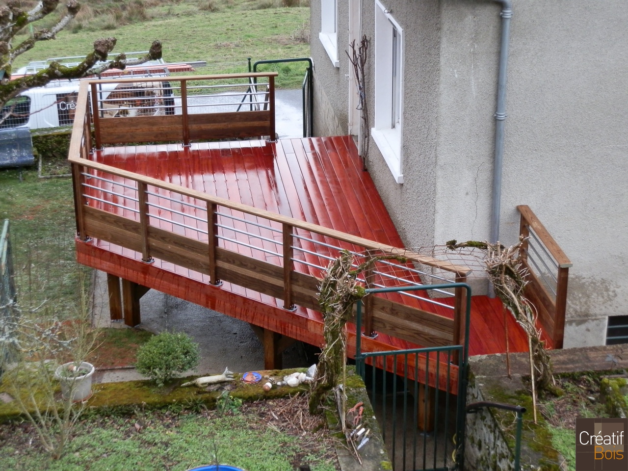 Terrasse sur poteaux en Padouk et Garde-Corps Corrèza BESSINES - Haute Vienne 87 Terrasse sur poteaux en Padouk et Garde-Corps Corrèza BESSINES - Haute Vienne 87