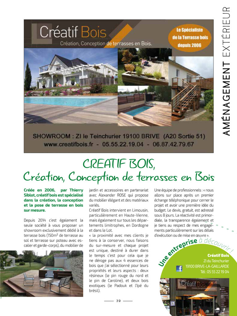 article de Presse Créatif Bois